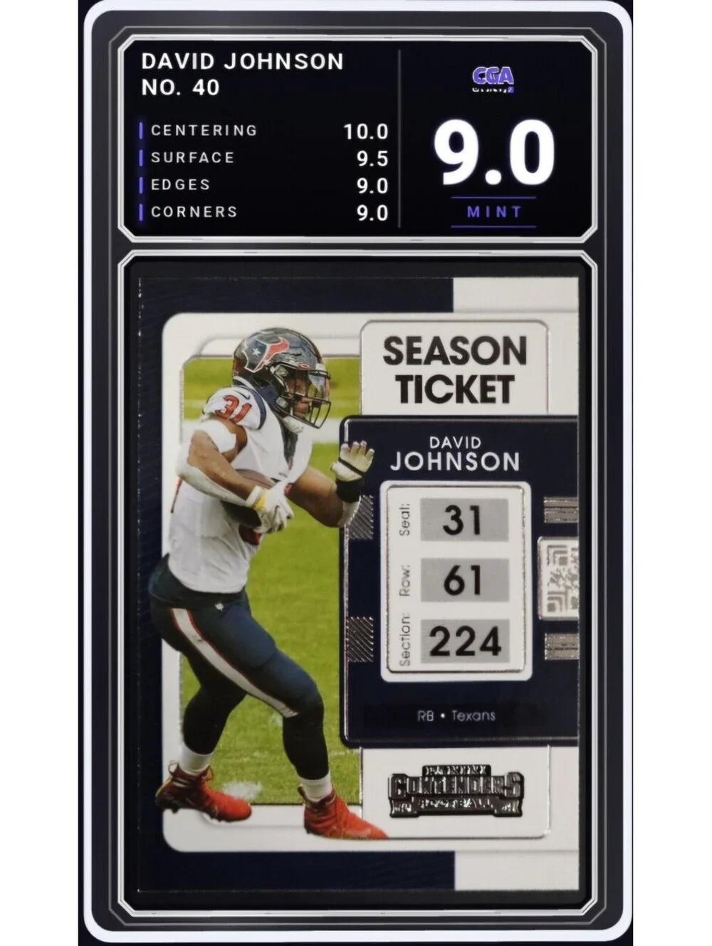 2021 Panini Contenders #40 David Johnson Houston Texans - CGA 9.0 Digital Grade